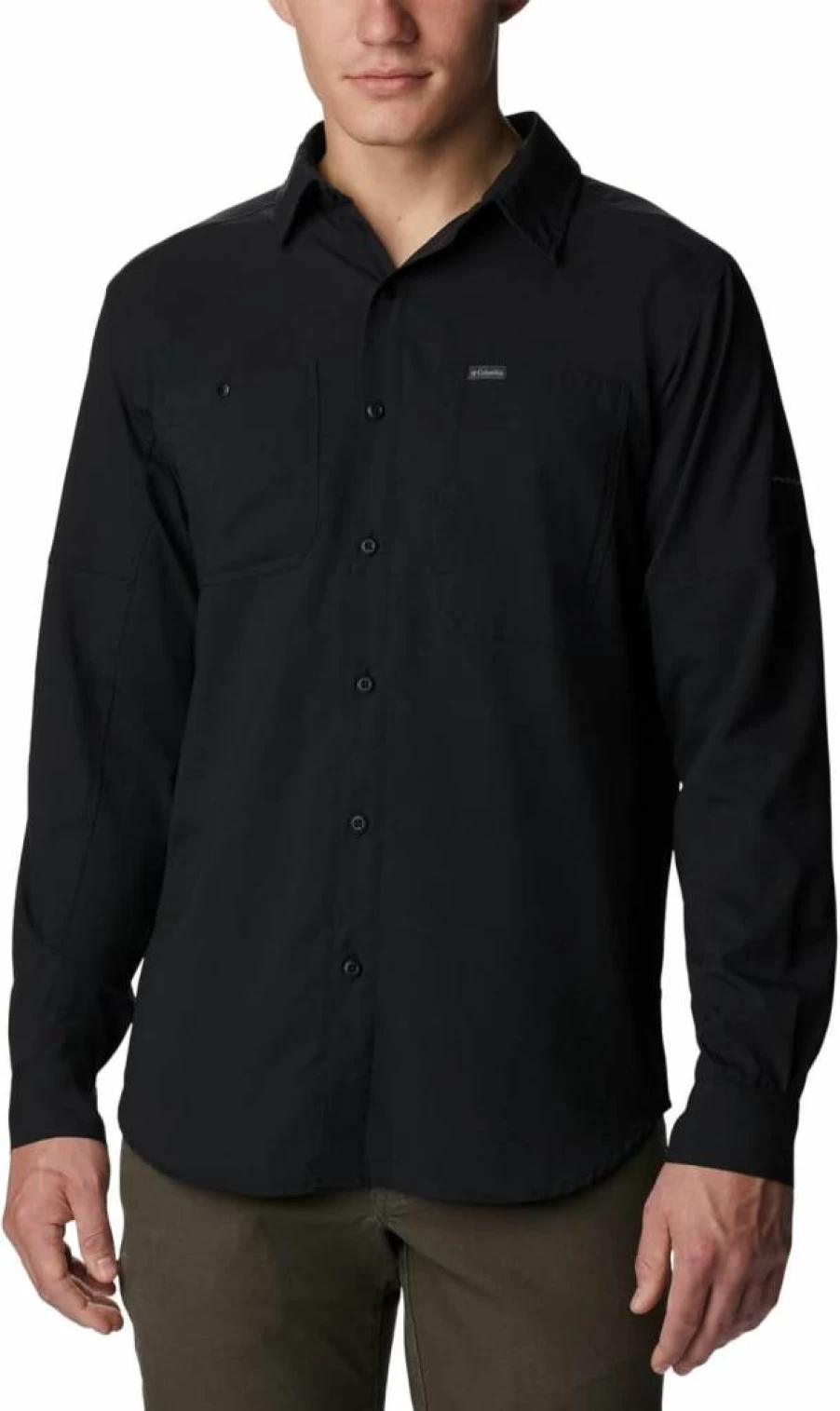 Columbia Men's Silver Ridge Utility Lite Long Sleeve Hiking Shirt - Lightweight, Quick-Dry, UPF Sun Protection - Black, Large
