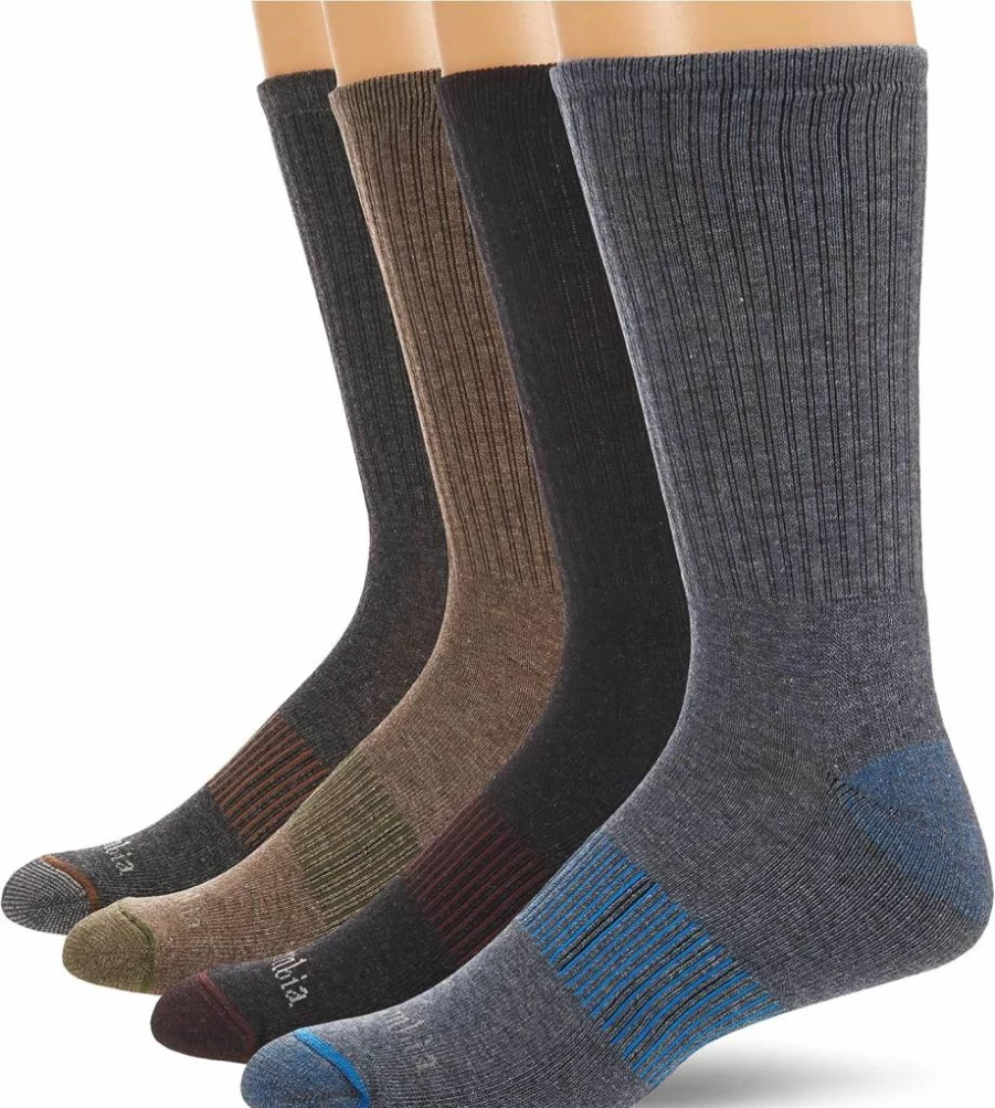 Columbia Men's 4-Pack Crew Socks - Moisture-Wicking Everyday Comfort for Hiking & Casual Wear