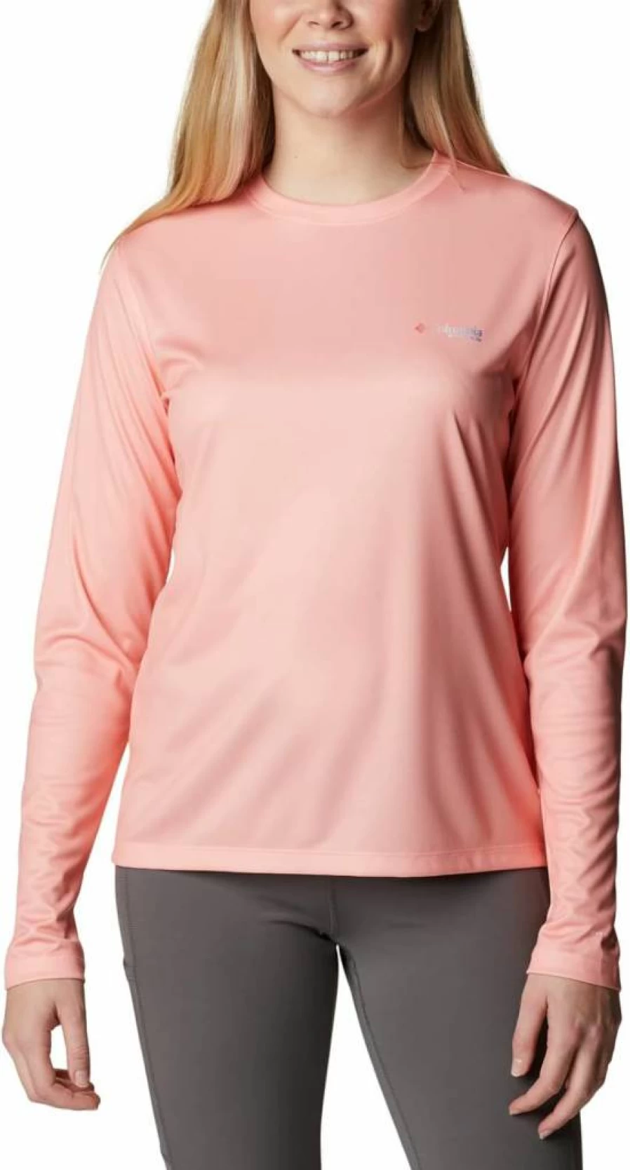 Columbia Women's PFG Long Sleeve Tidal Tee with Fish Flag Design - UPF Sun Protection Fishing Shirt