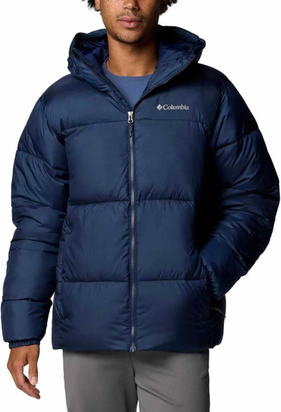 Columbia Men's Puffer Jacket - Lightweight Hooded Winter Coat for Outdoor Activities