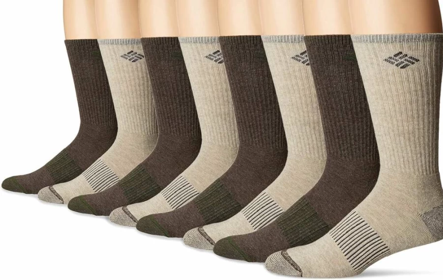 Columbia Men's 4-Pack Crew Socks - Moisture-Wicking, Comfortable Everyday Socks for Hiking & Daily Wear