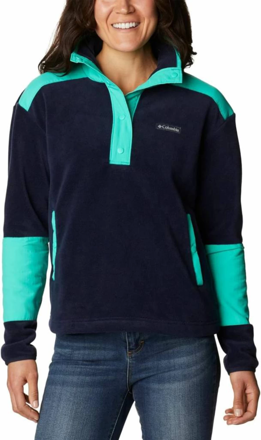 Columbia Women's Benton Springs Fleece Crop Pullover - Lightweight Thermal Half-Zip Jacket for Hiking & Outdoor Activities