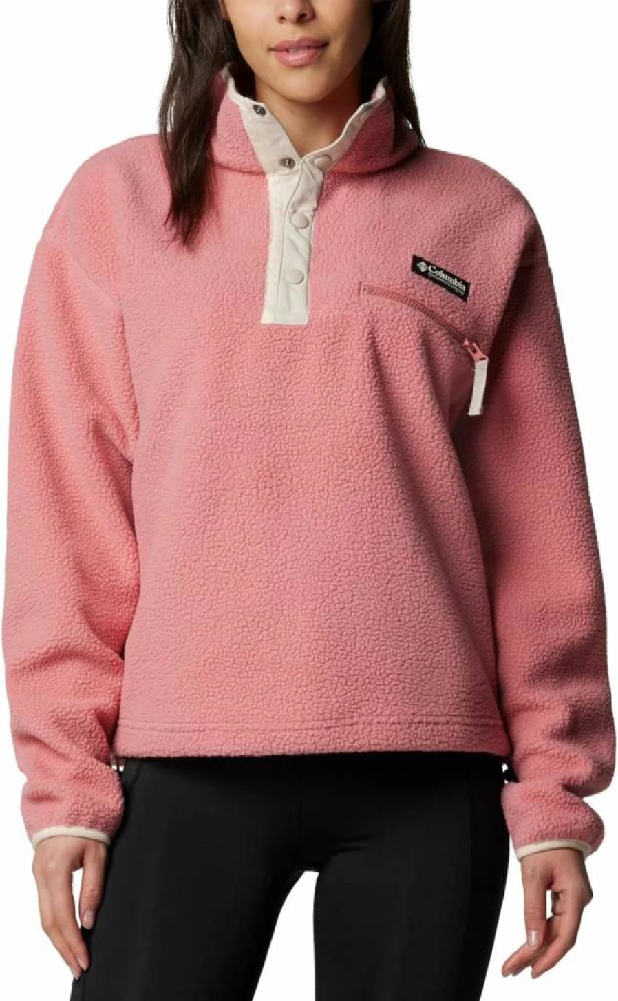 Columbia Women's Helvetia II Cropped Half-Zip Fleece Jacket - Lightweight & Warm Snap Closure