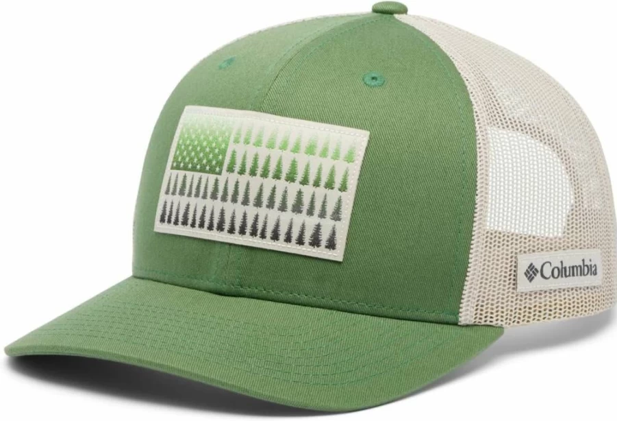 Columbia Men's Mesh Snapback Hat with Tree Flag Design - Adjustable Trucker Cap
