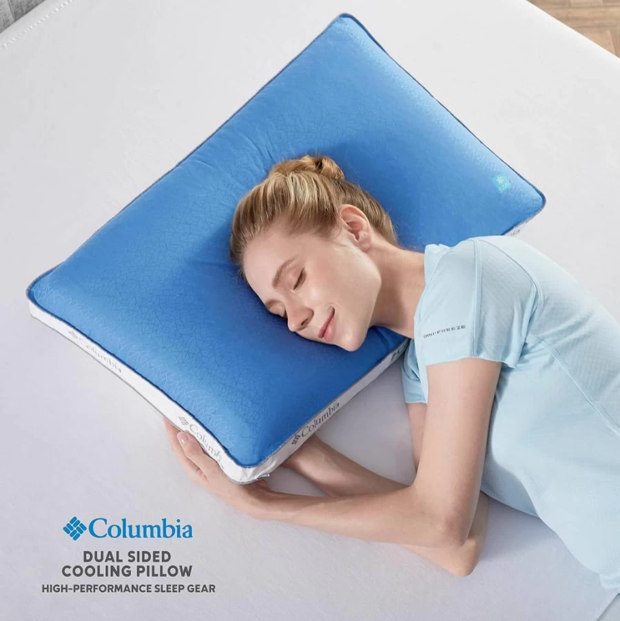 Columbia Cooling Gel Memory Foam Pillow Queen Size - Breathable & Supportive Orthopedic Pillow with Removable Washable Cover for Neck Pain Relief & Cool Sleep