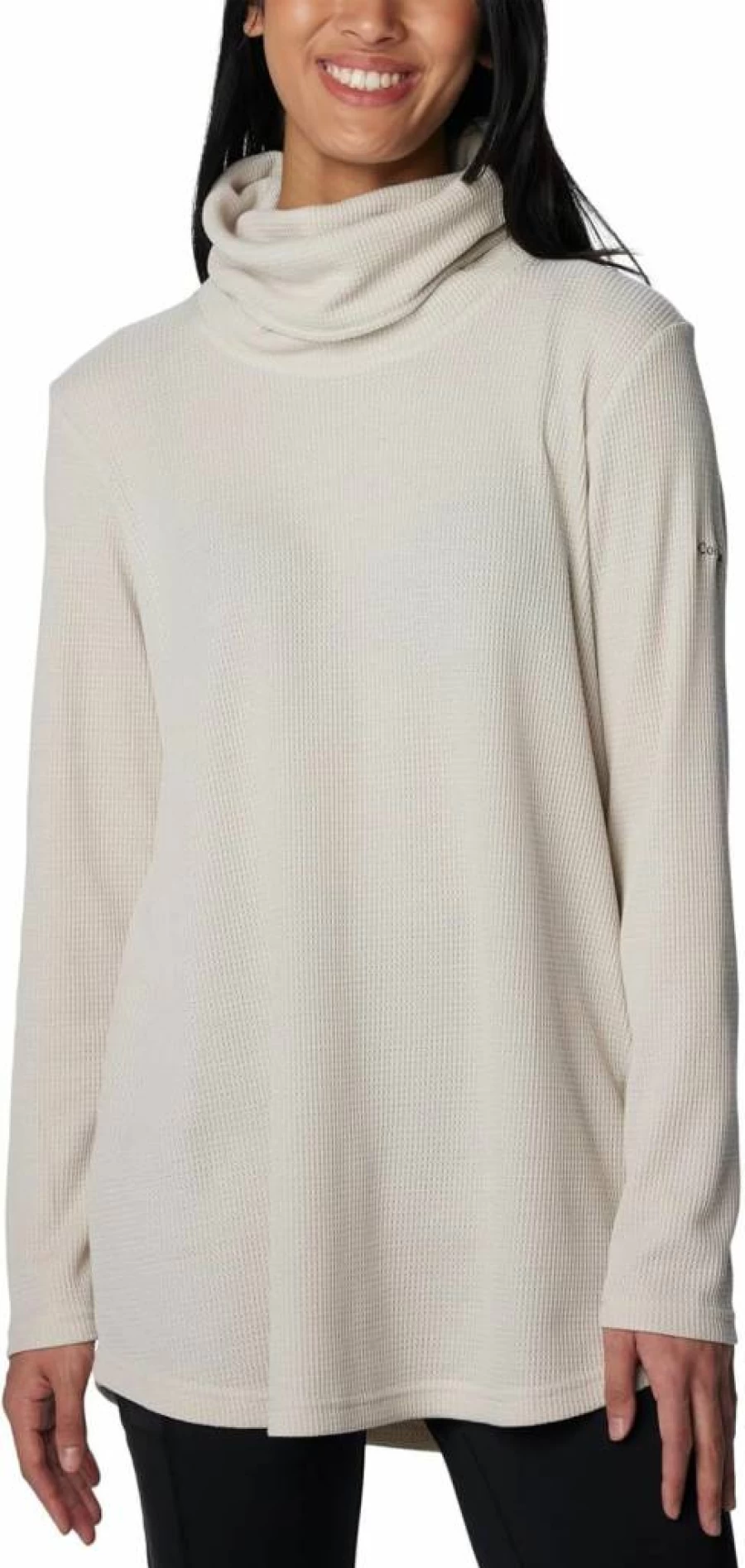 Columbia Women's Dark Stone Medium Waffle Knit Pullover with Cowl Neck - Holly Hideaway Sweater