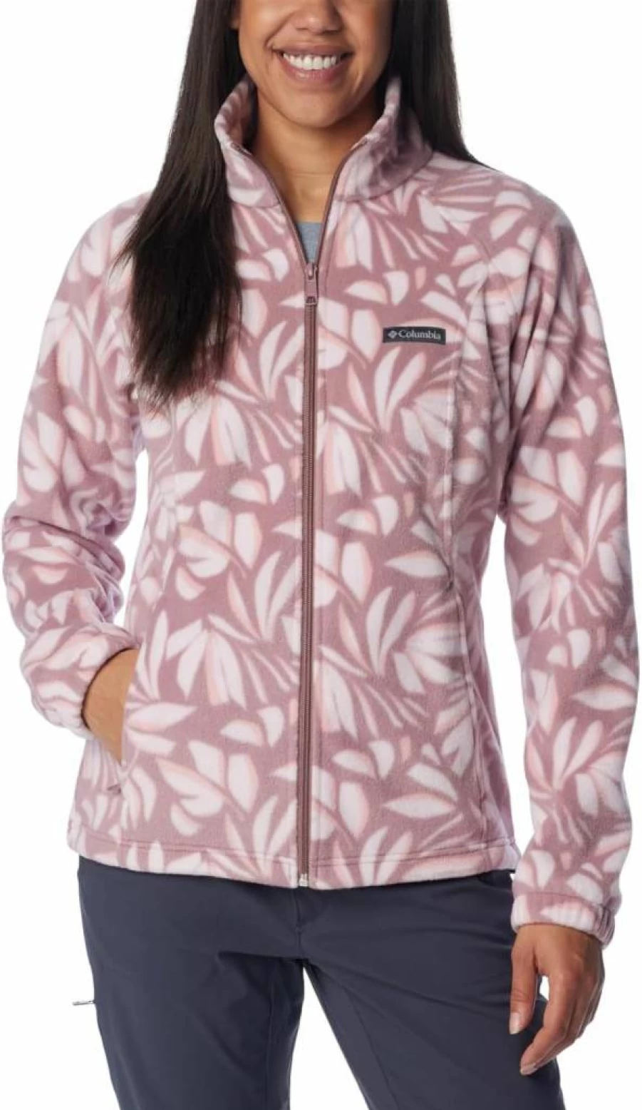 Columbia Women's Benton Springs Full Zip Printed Fleece Jacket - Lightweight Hiking & Outdoor Warm Layer
