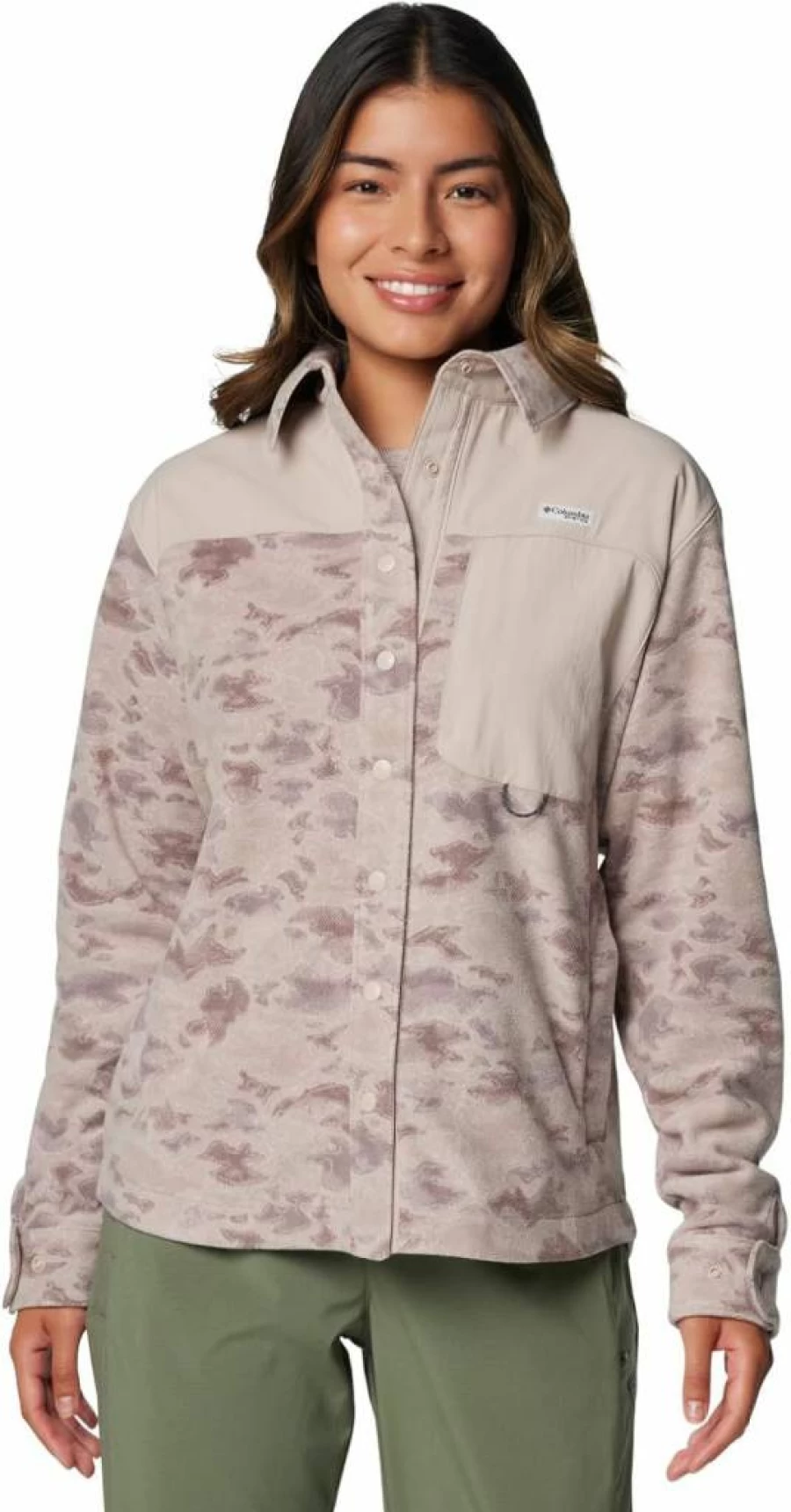 Columbia Women's PFG Uncharted Fleece Overshirt - Lightweight Water-Resistant Outdoor Shirt for Hiking & Fishing