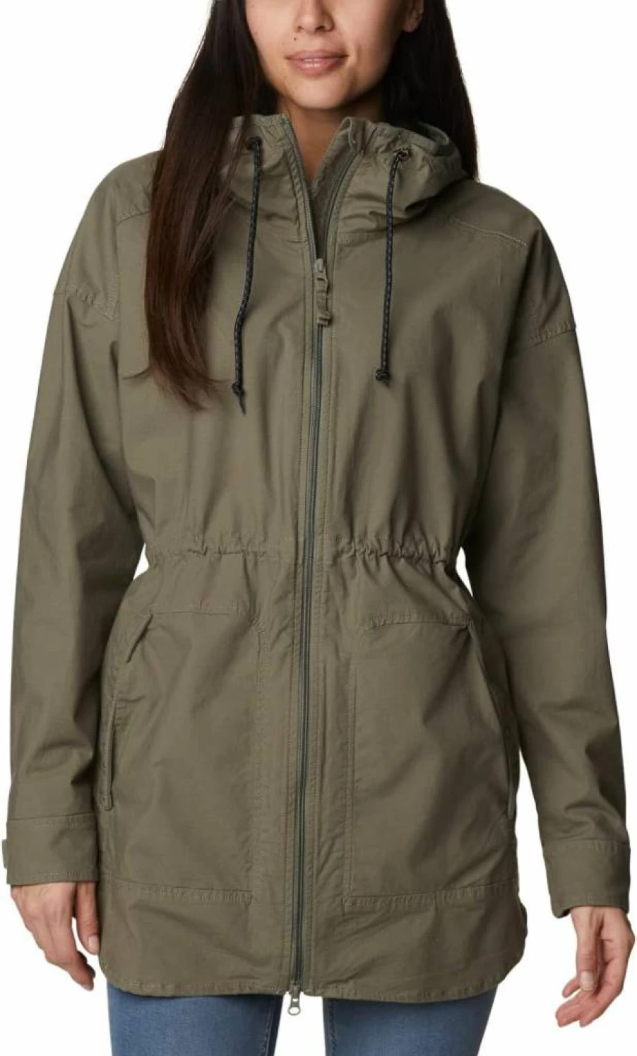 Columbia Women's Sage Lake Water-Resistant Longline Jacket – Lightweight Outdoor Coat for Hiking & Travel
