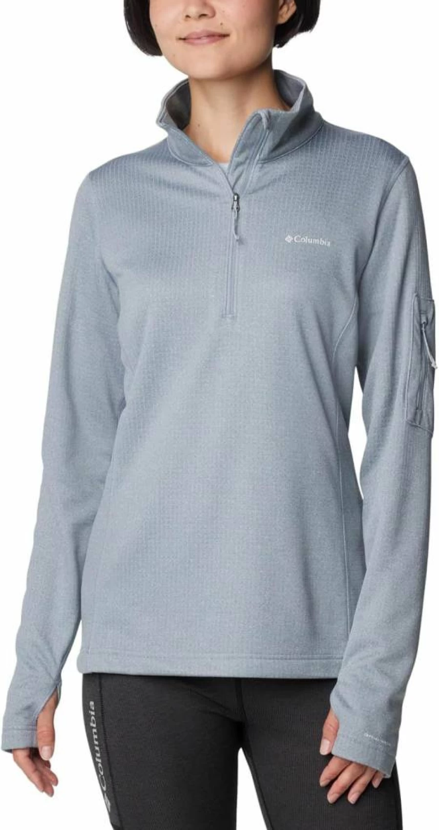 Columbia Women's Cirrus Grey Grid Fleece Half-Zip Pullover, Lightweight & Breathable, Small